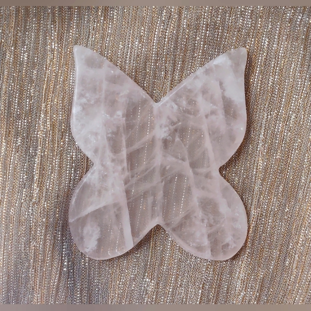 Rose Quartz Facial De-Puffing & Lifting Gua Sha, Butterfly Shape